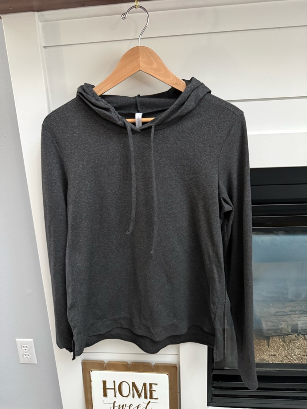 Ebb & Flow Men's Charcoal Gray Hooded Sweatshirt lightweight, soft Large